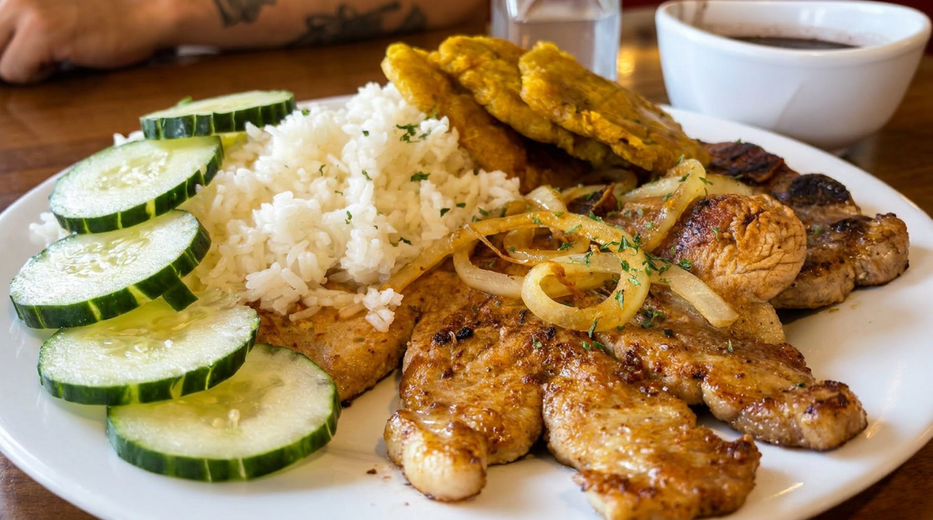 Cuban sandwich and tostones